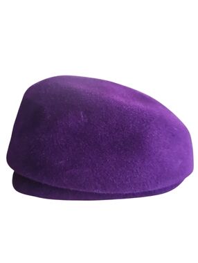 Purple  vintage hat piece featuring a "Deluxe Velou.